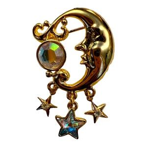 Signed Kirk’s Folly KF 98 Man in the Moon Whimsical brooch
